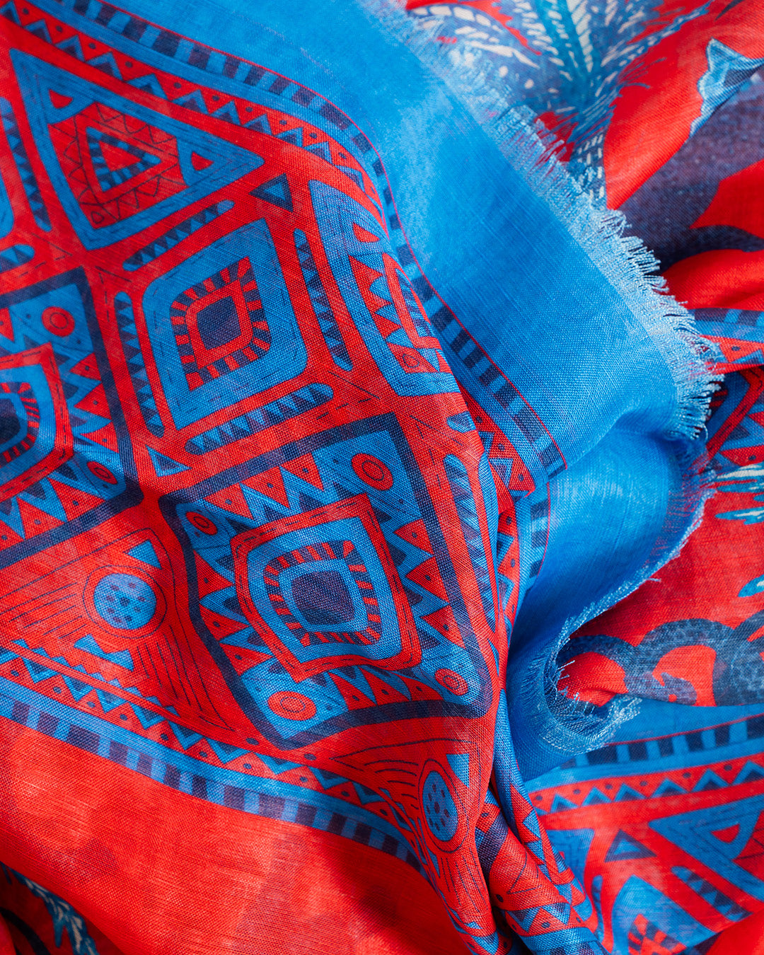 Calabrese Elephant Scarf - Red/Blue