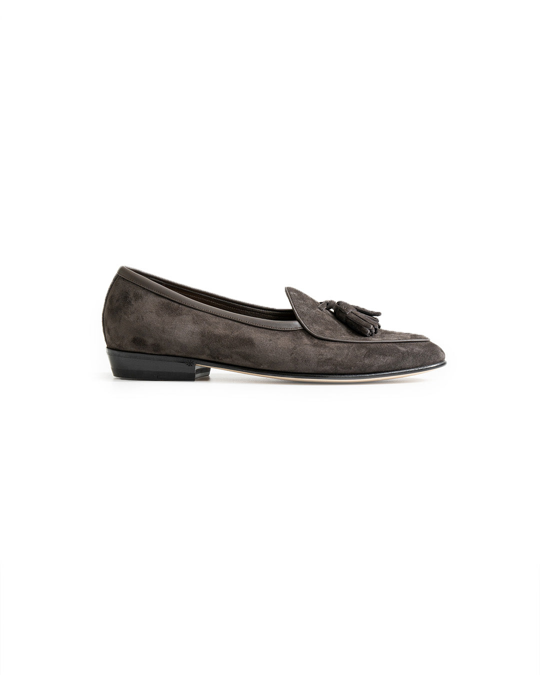 Baudoin & Lange Sagan Classic Tassel Loafers in Bark Grey Suede