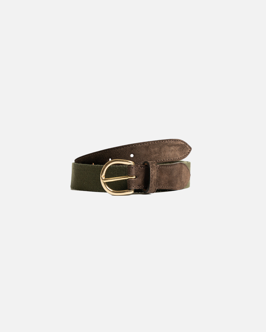 The Decorum Ribbon Canvas Belt Olive