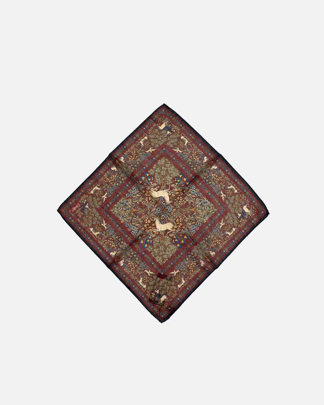 Drake's Unicorn pocket square - Burgundy