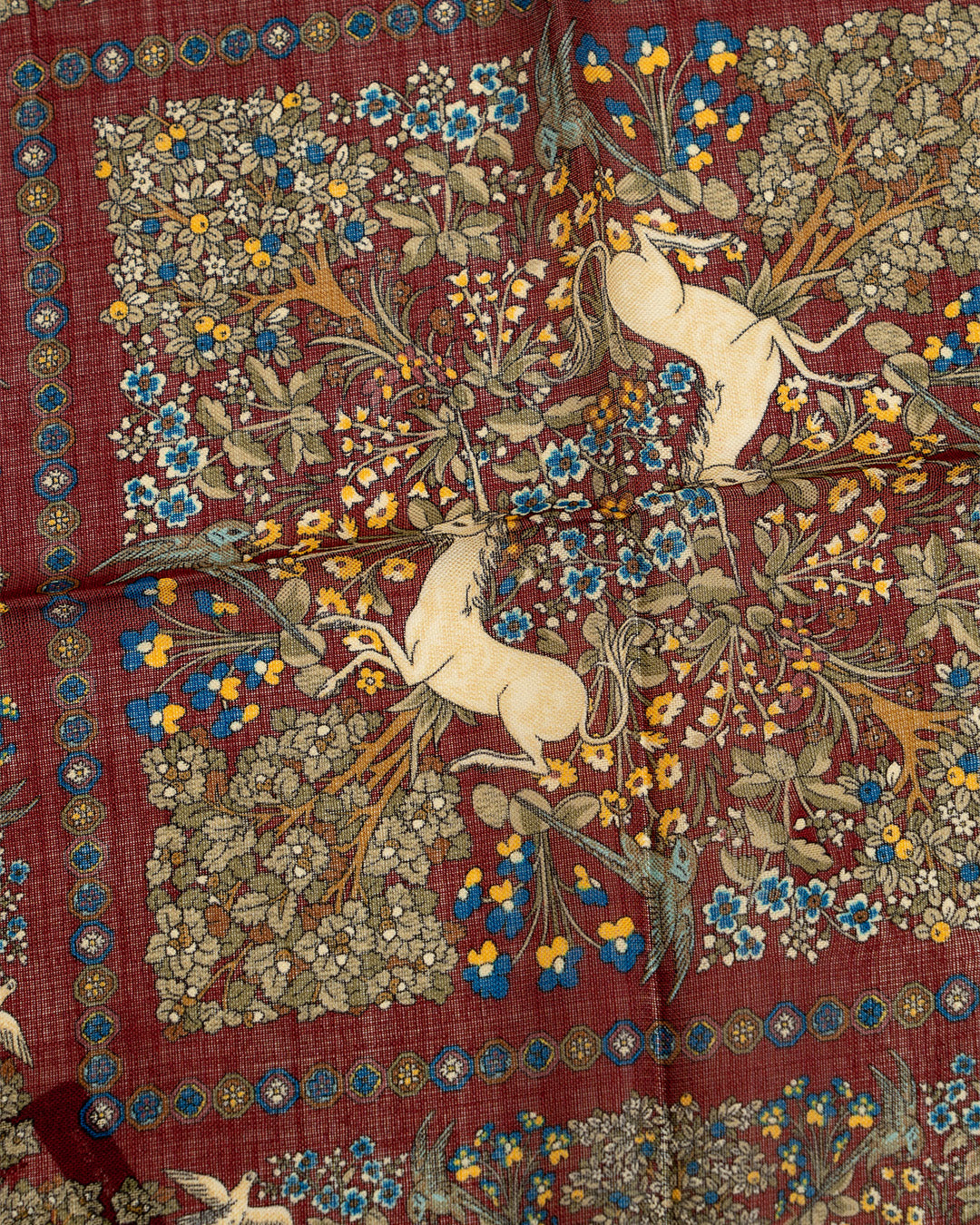 Drake's Unicorn pocket square - Burgundy