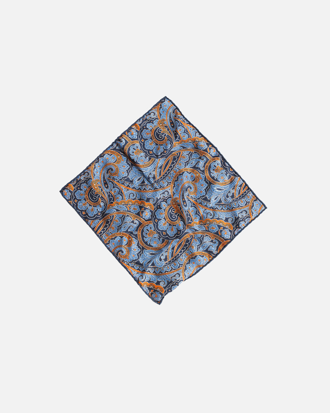 Calabrese Elephant Pocket Square - Navy/Orange