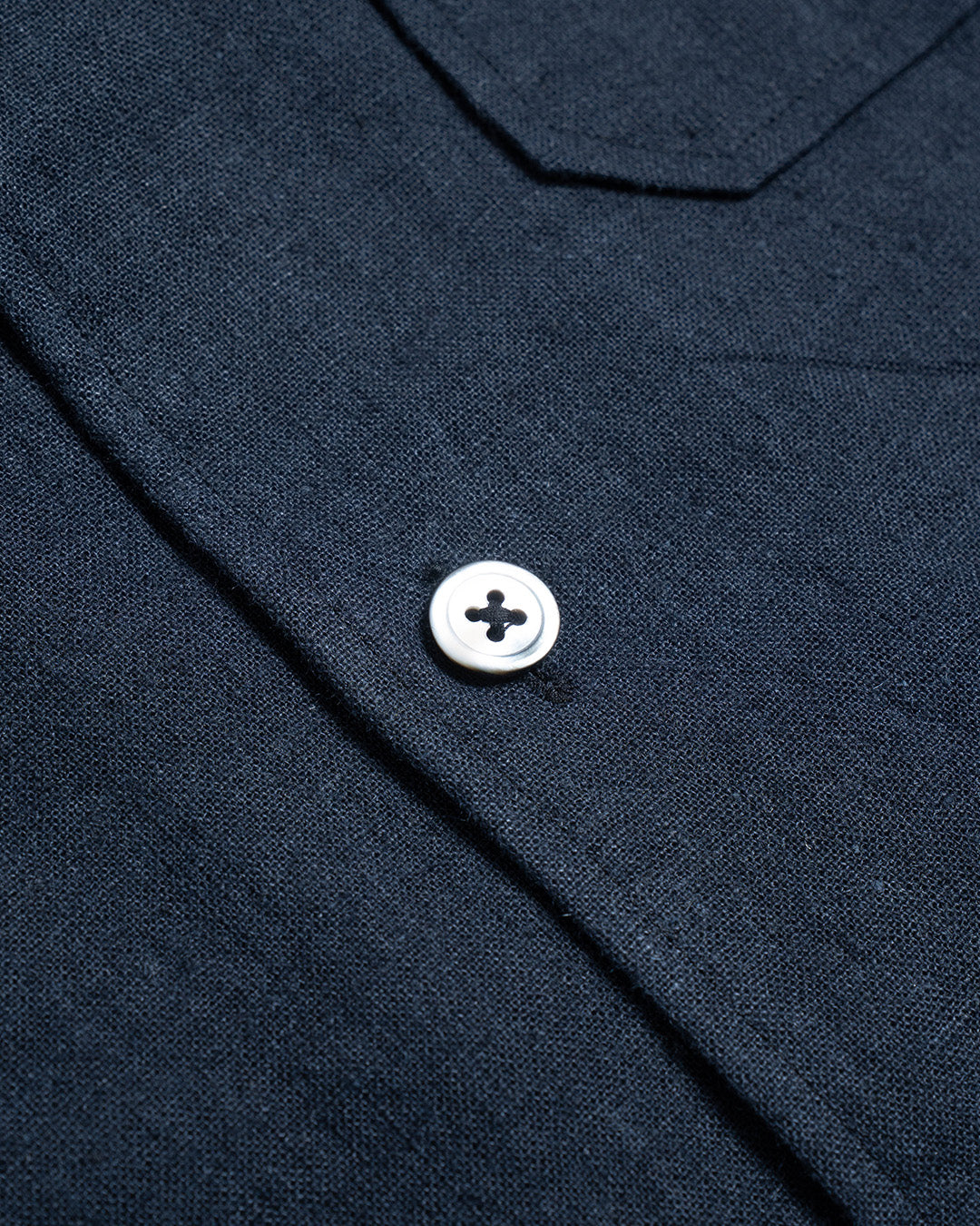 YK Navy Linen Stand Collar Work Jacket