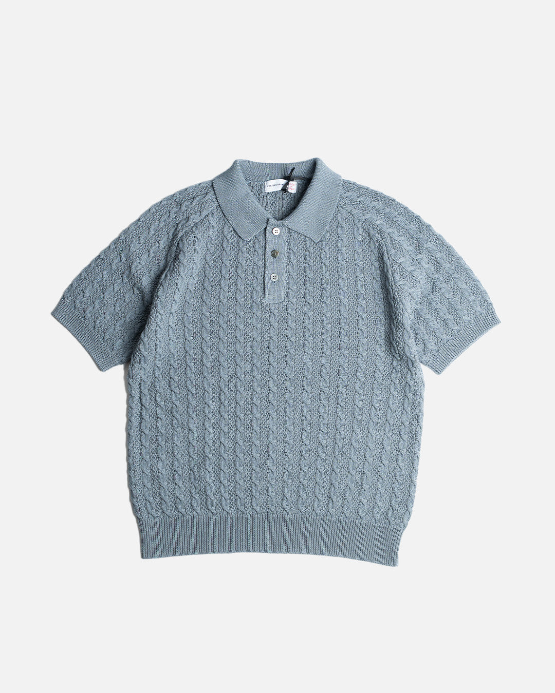 The Decorum Cable Knit Polo Shirt - Cool Grey