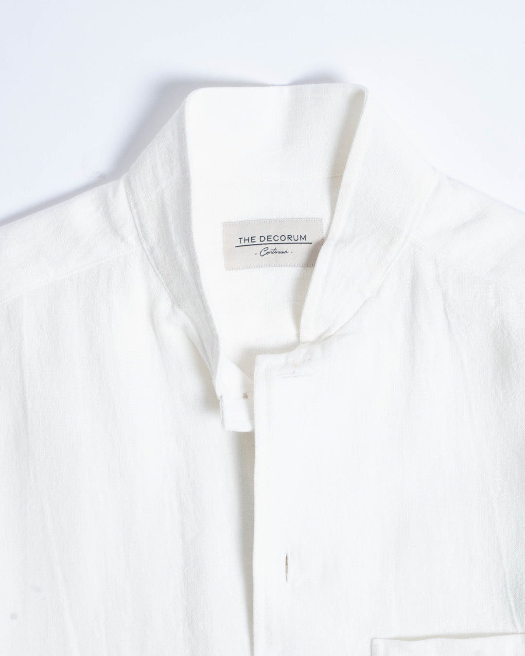 YK White Linen Stand Collar Work Jacket