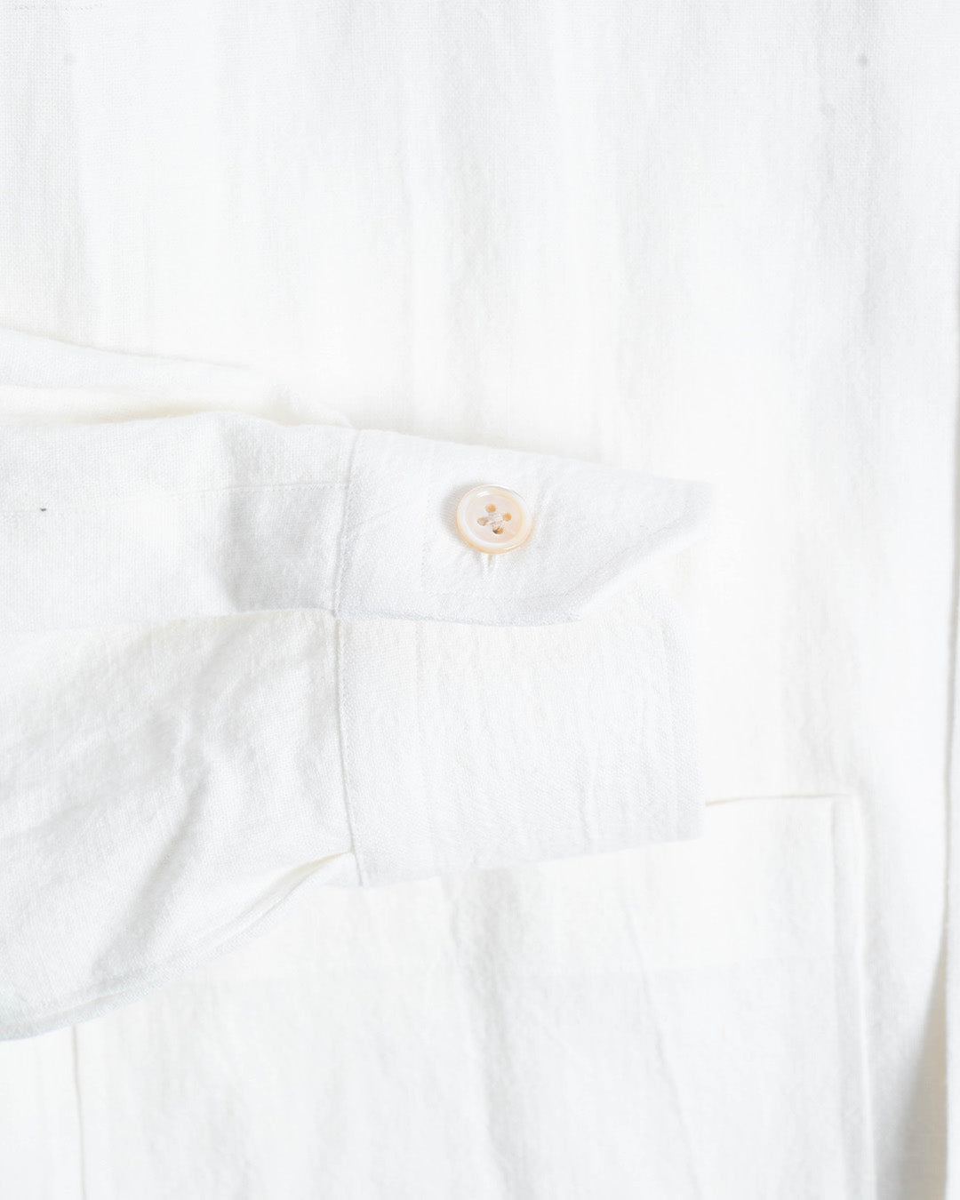 YK White Linen Stand Collar Work Jacket
