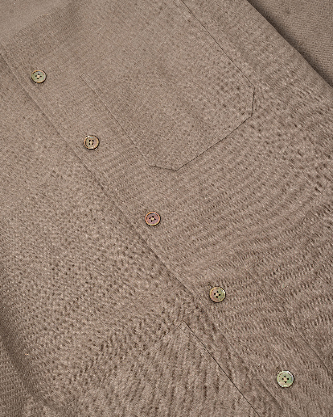 YK Dark Taupe Linen Stand Collar Work Jacket