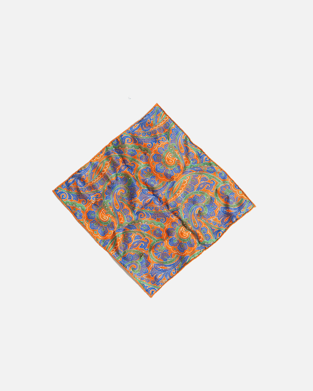 Calabrese Elephant Pocket Square - Orange/Blue