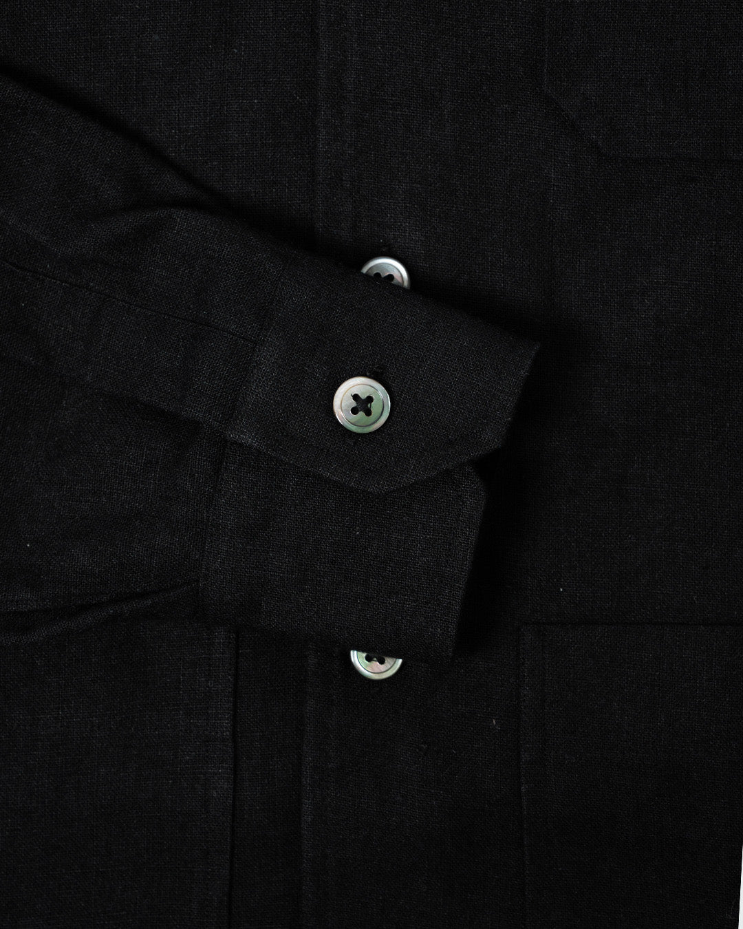 YK Black Linen Stand Collar Work Jacket