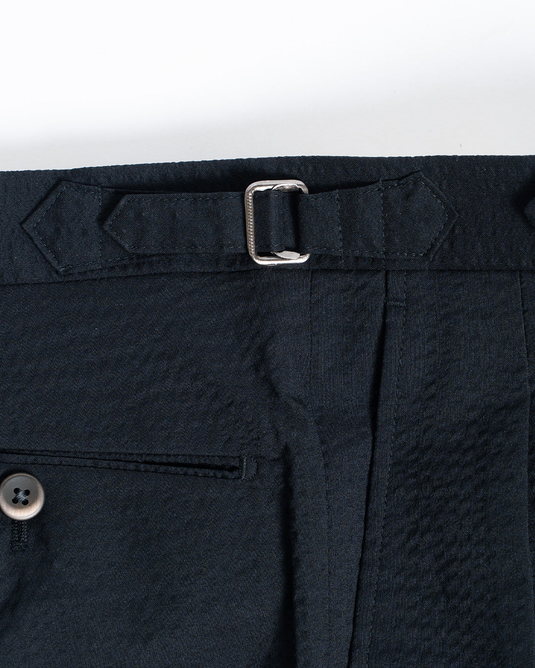 The Decorum Grant Trousers in Black Wool Seersucker