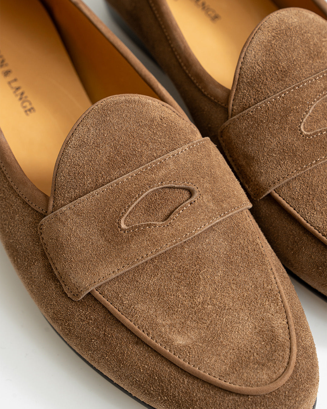 Baudoin & Lange Sagan Classic Ginkgo Loafers in Pecan Glove Suede