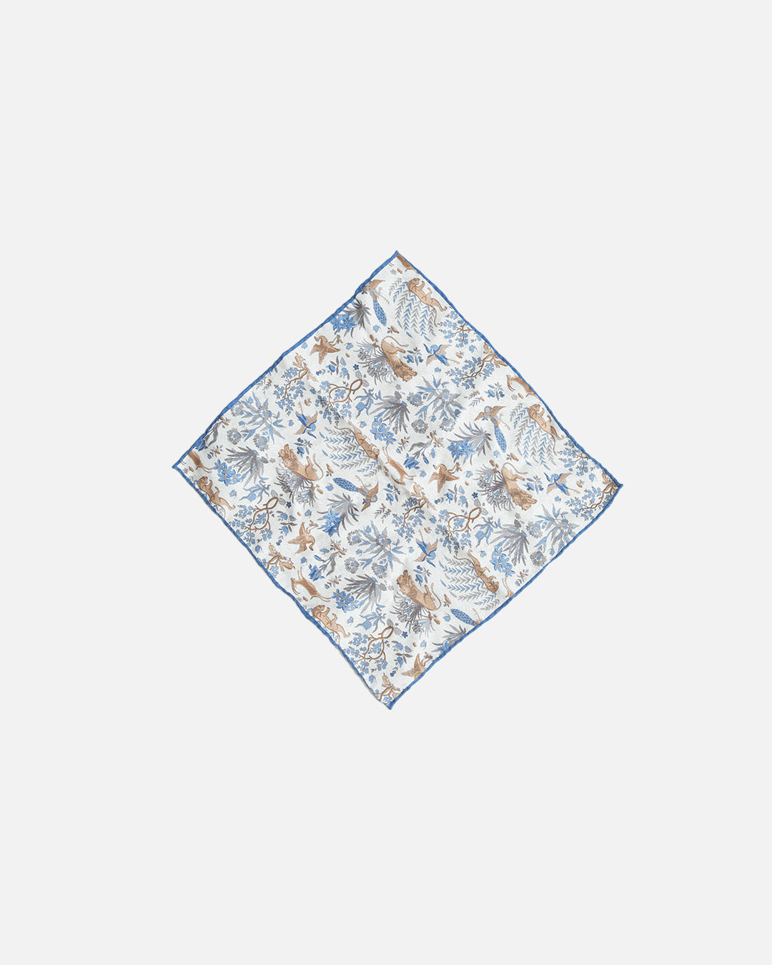 Calabrese Mythical Creatures Pocket Square - Cream/Blue