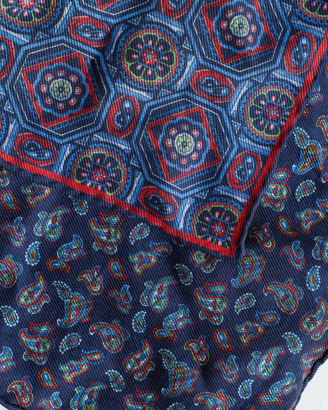 Calabrese Mythical Creatures Pocket Square - Navy/Red