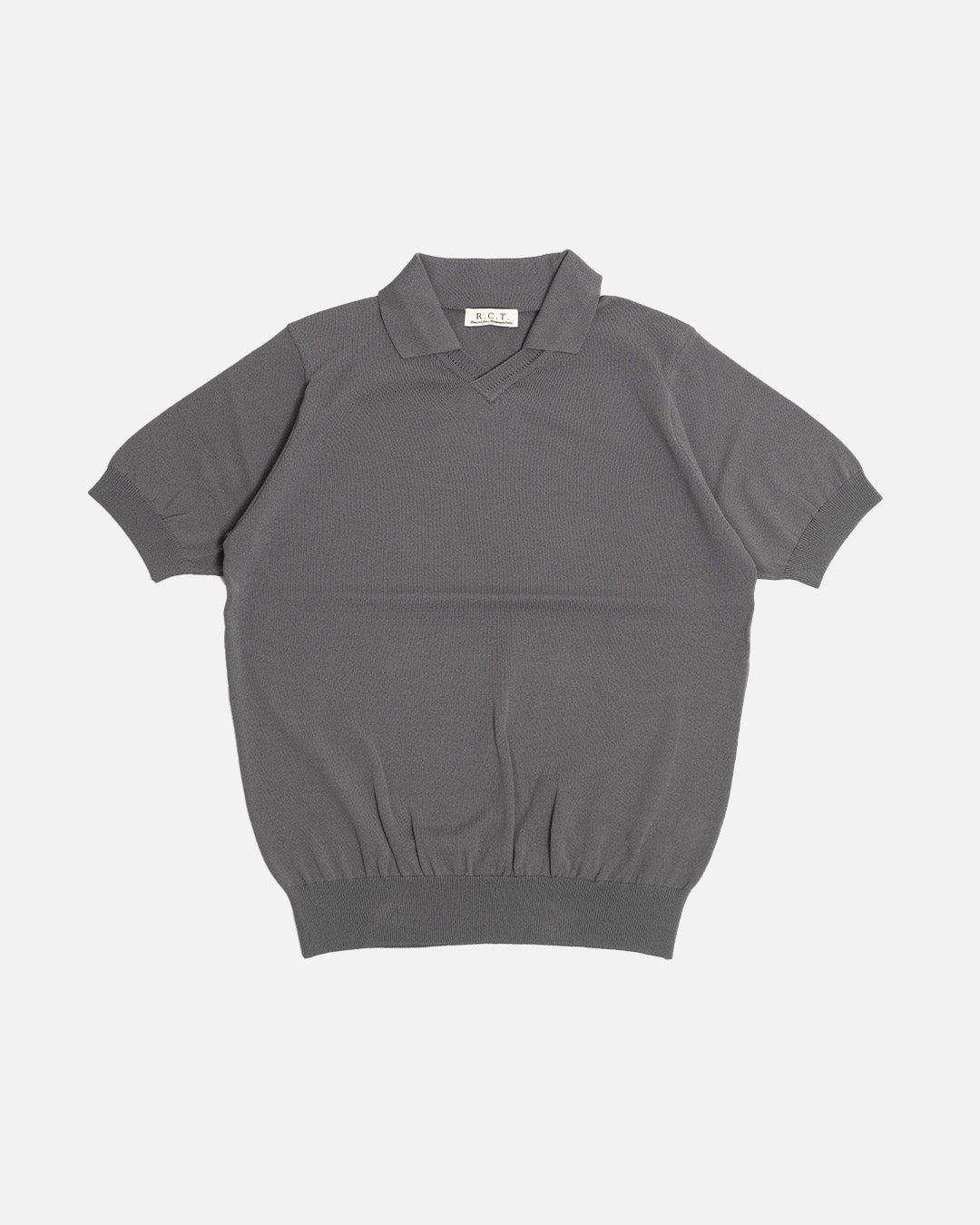 Cotton Silk Knit Skipper Polo in Charcoal – Brooklyn Tailors
