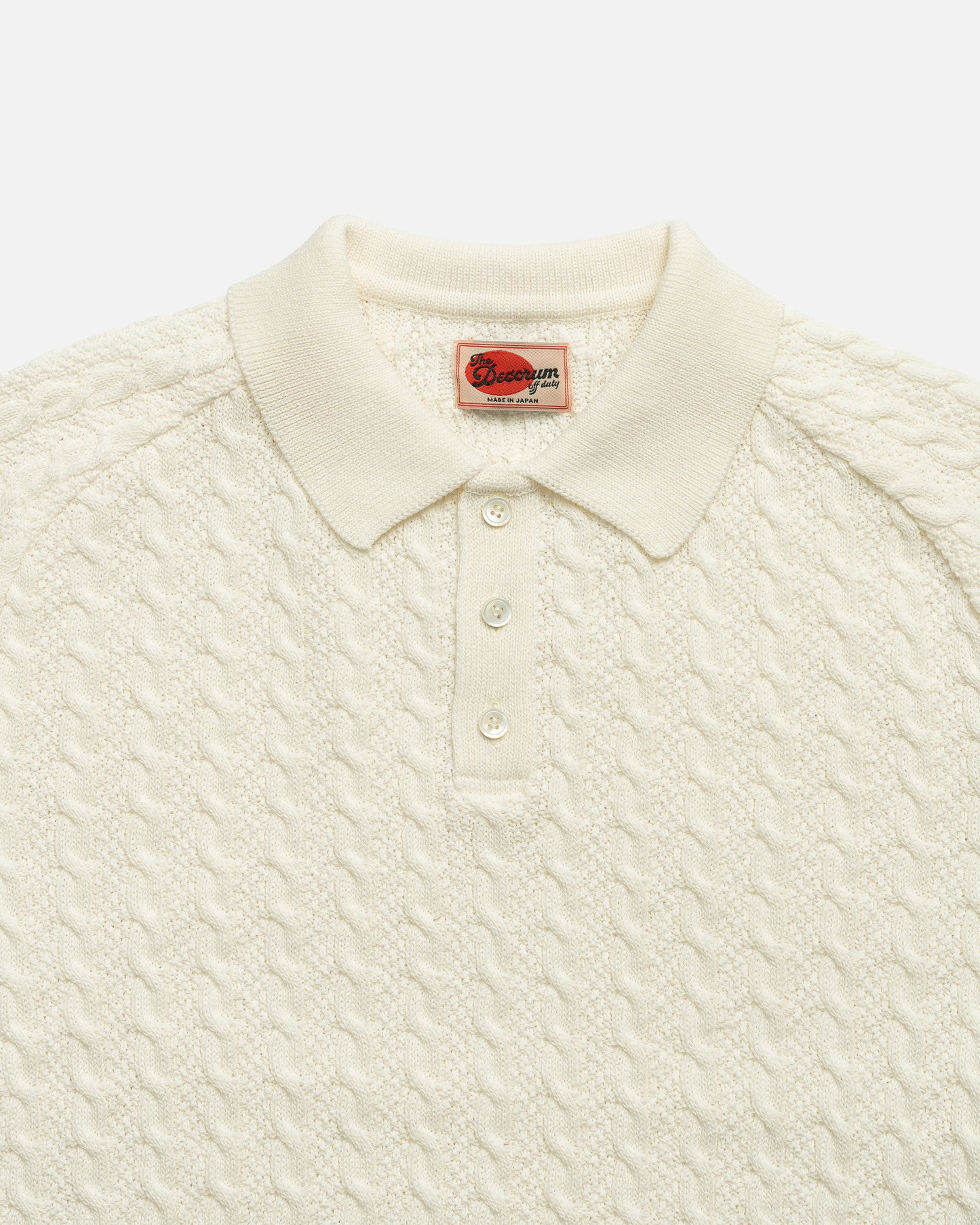 The Decorum Cable Knit Polo Shirt - Off white