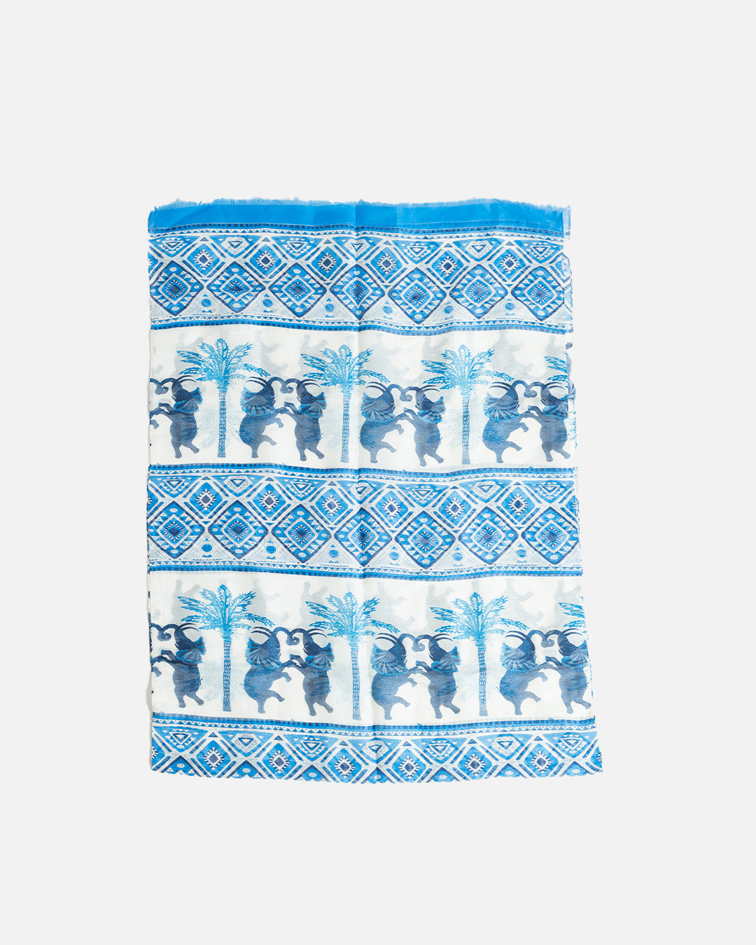 Calabrese Elephant Scarf - White/Blue