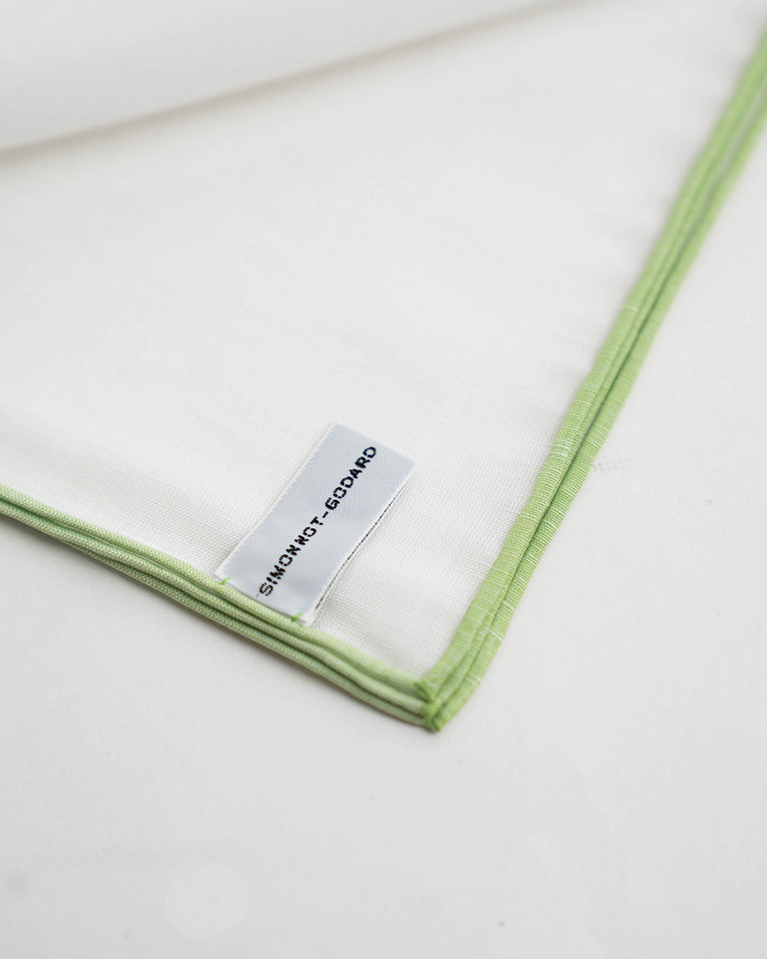 Simonnot Godard White/Light Green Pocket Square