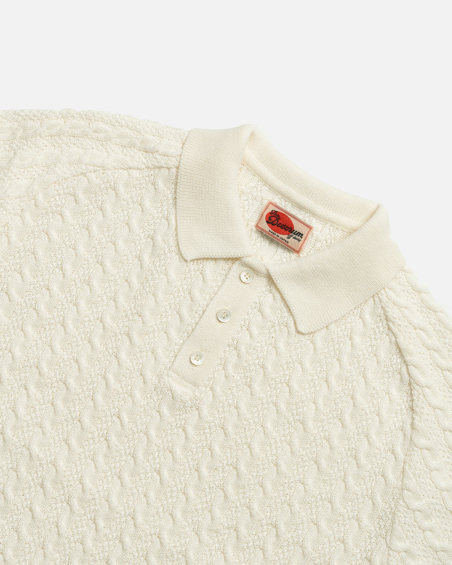 The Decorum Cable Knit Polo Shirt - Off white