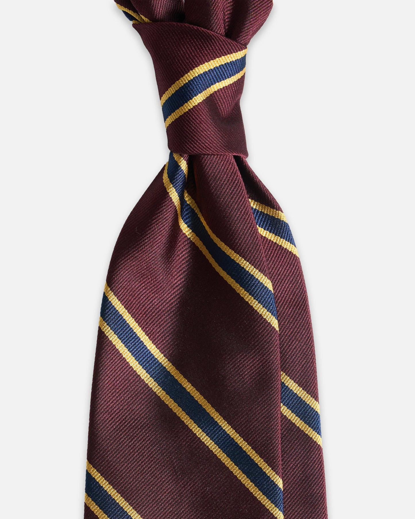 Shibumi Repp Stripe Silk Tie - Burgundy