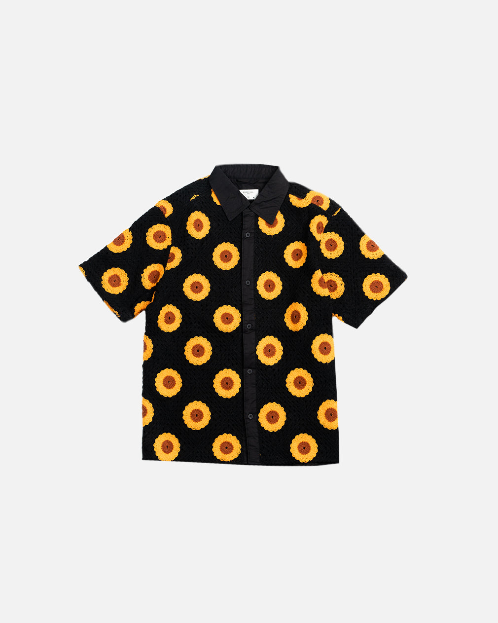 Percival Crochet Poplin Shirt in Black