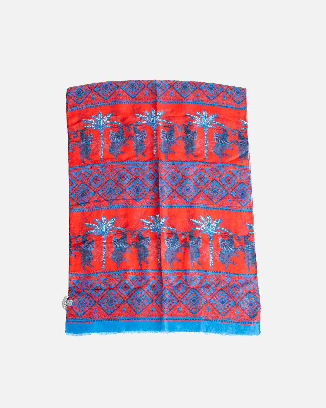 Calabrese Elephant Scarf - Red/Blue