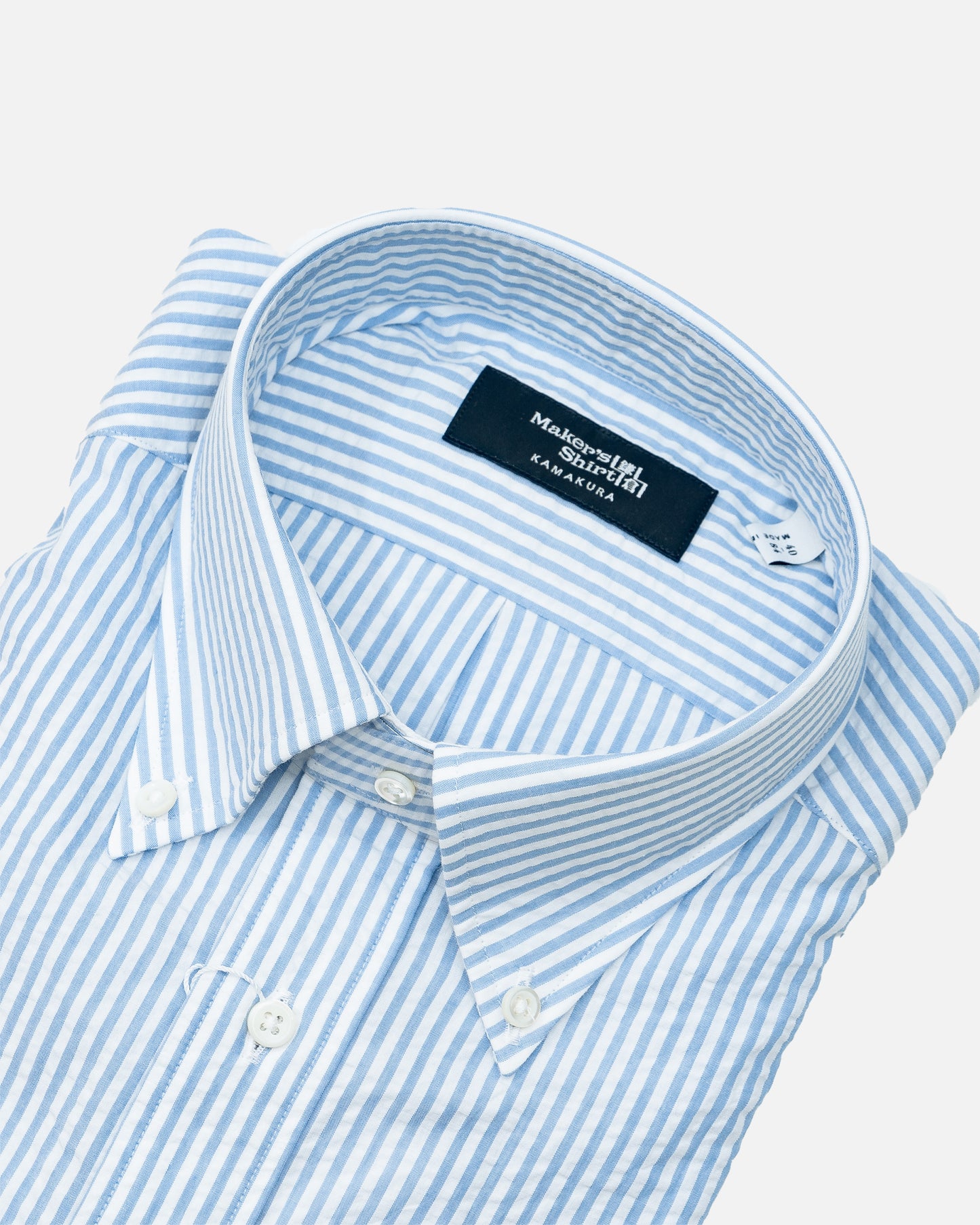 Kamakura Firenze Blue Seersucker Shirt