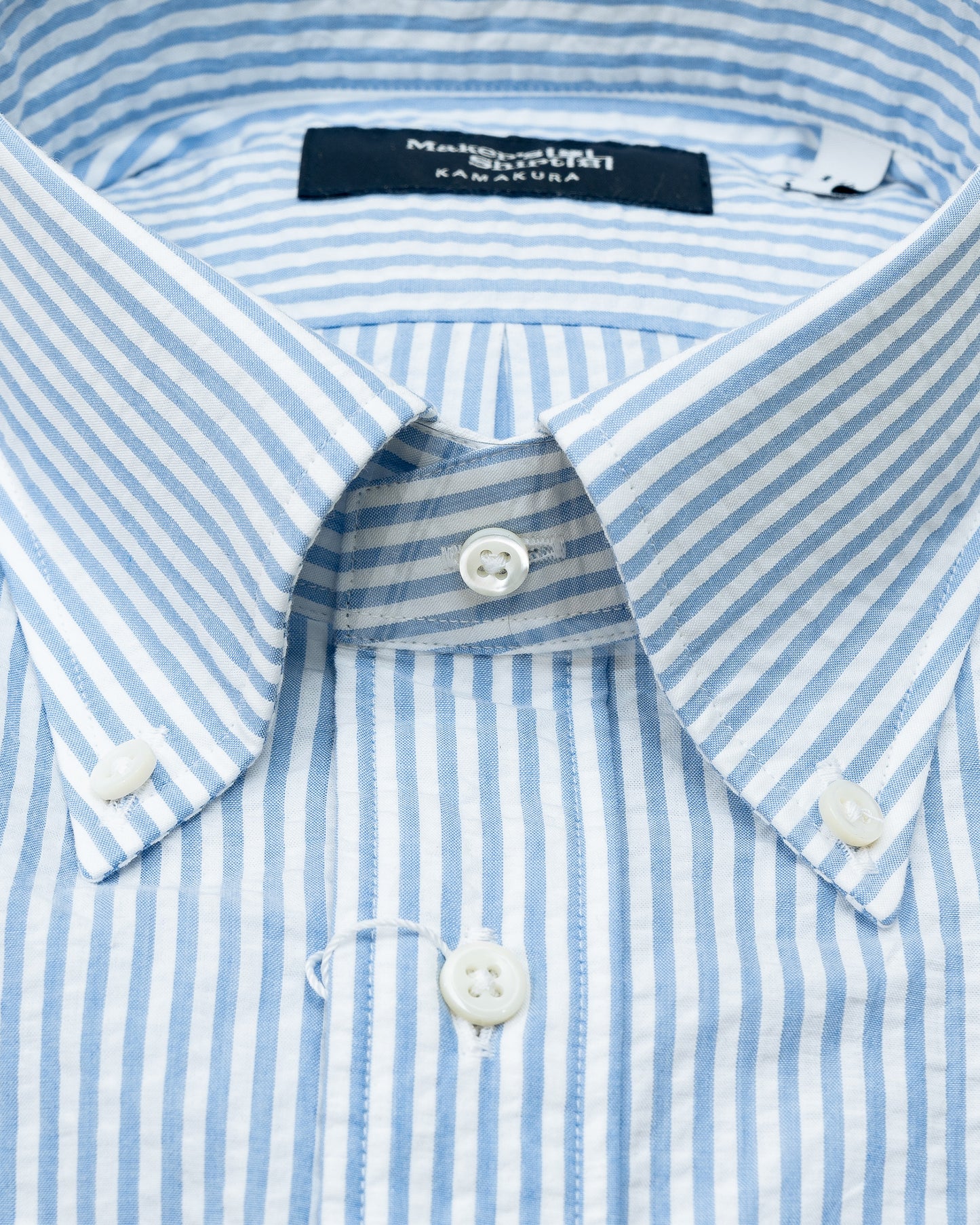 Kamakura Firenze Blue Seersucker Shirt