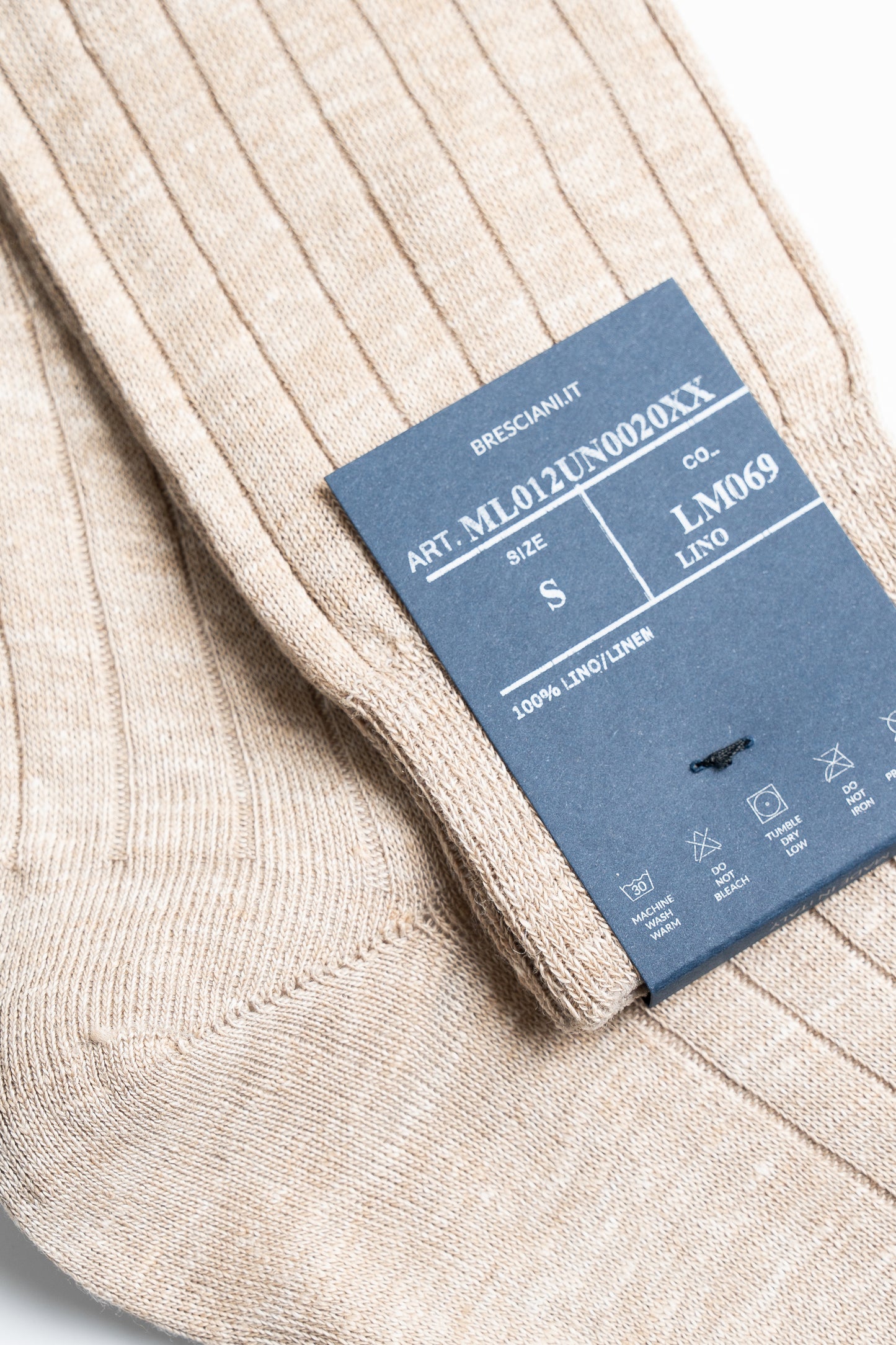 Bresciani LM069 Lino Ribbed Over The Calf Linen socks