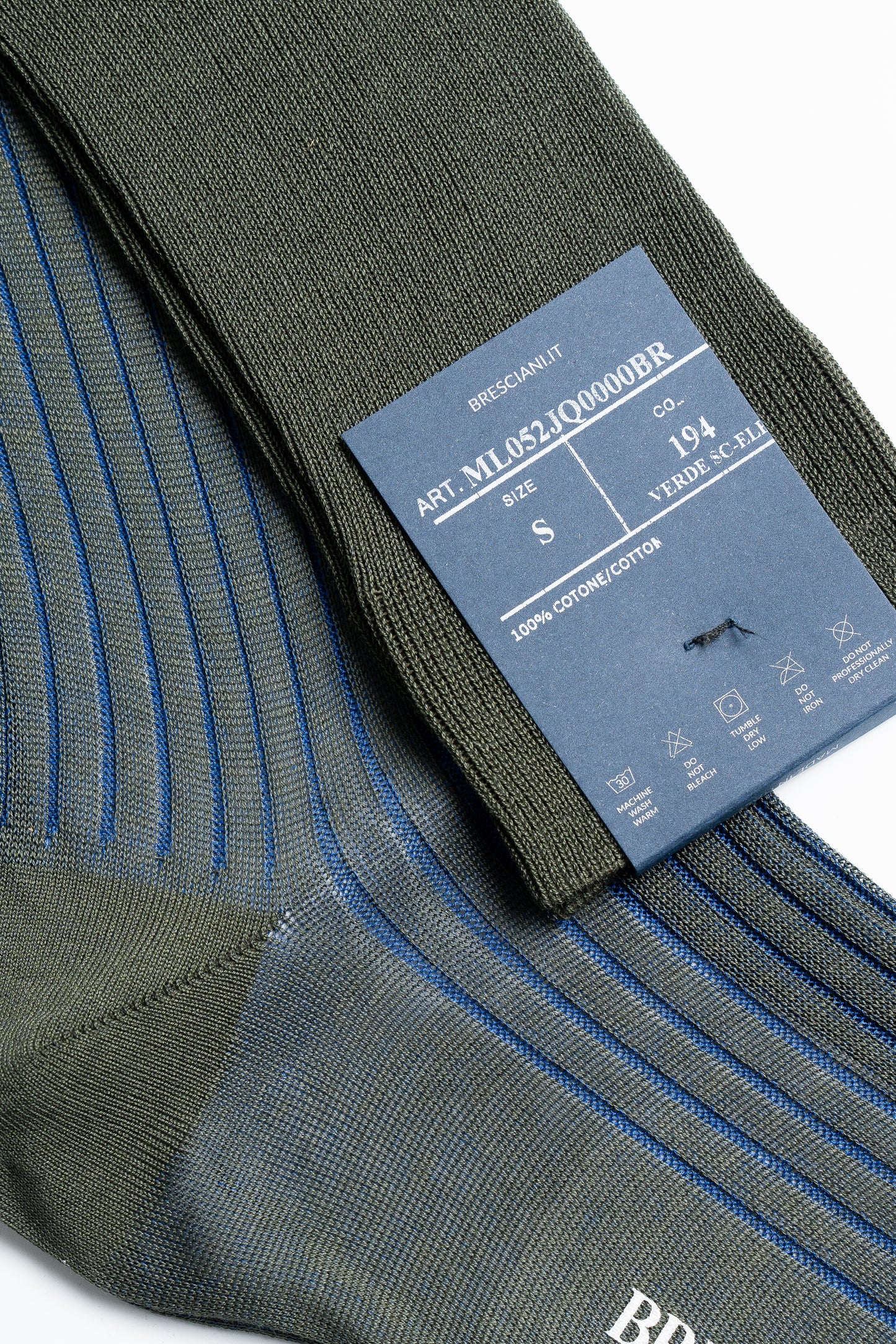 Bresciani 194 Verde sc-elettrico Ribbed Over The Calf Cotton socks