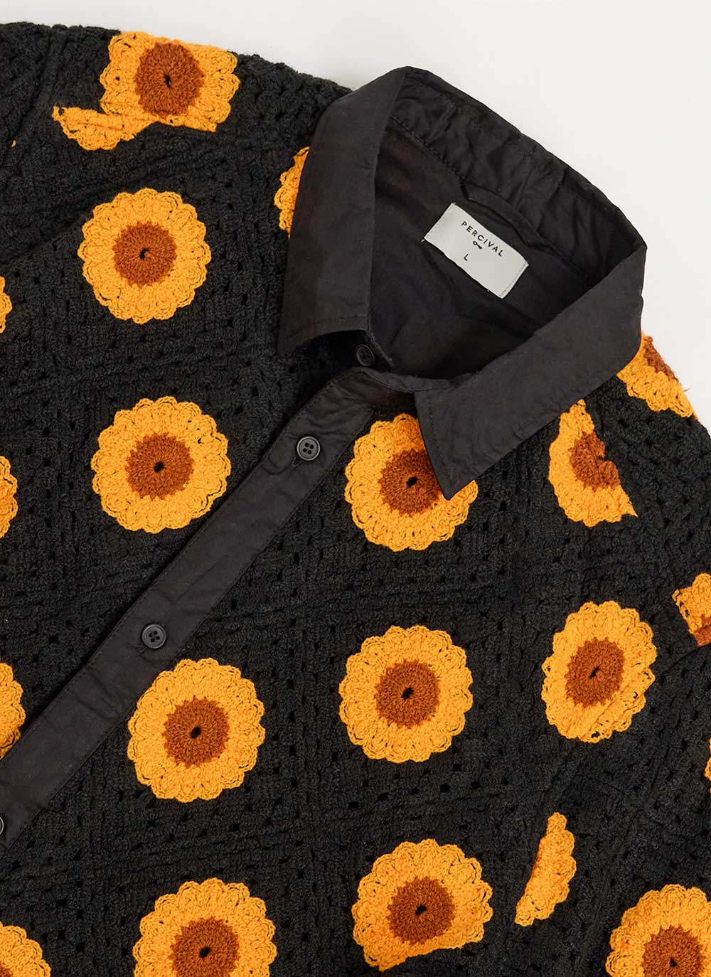 Percival Crochet Poplin Shirt in Black