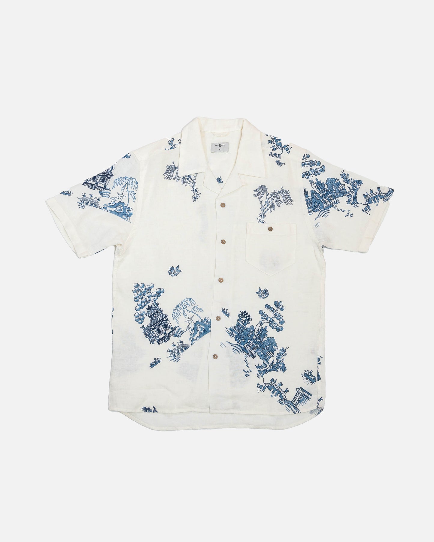 Percival Cuban Blue Willow Linen Shirt