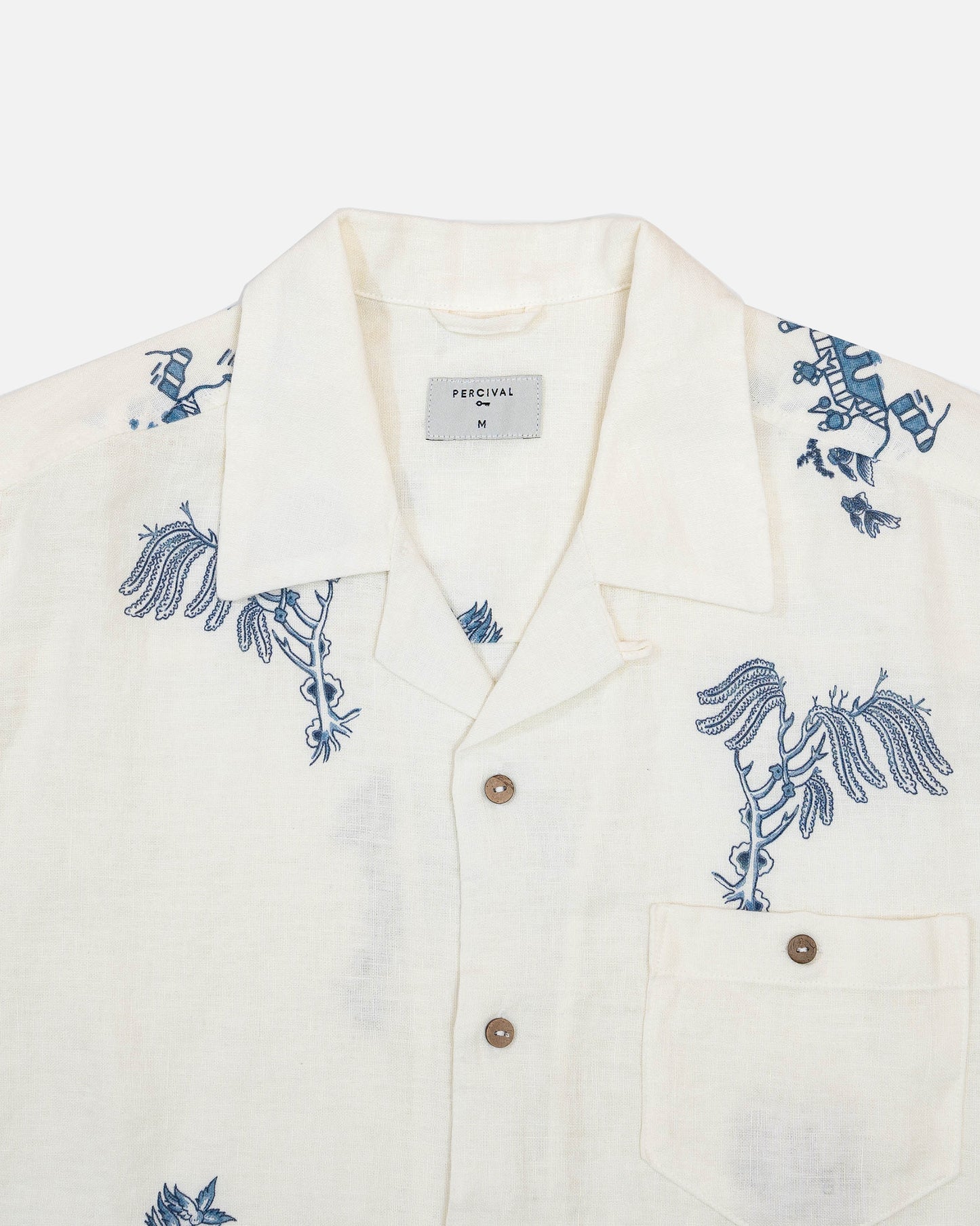 Percival Cuban Blue Willow Linen Shirt