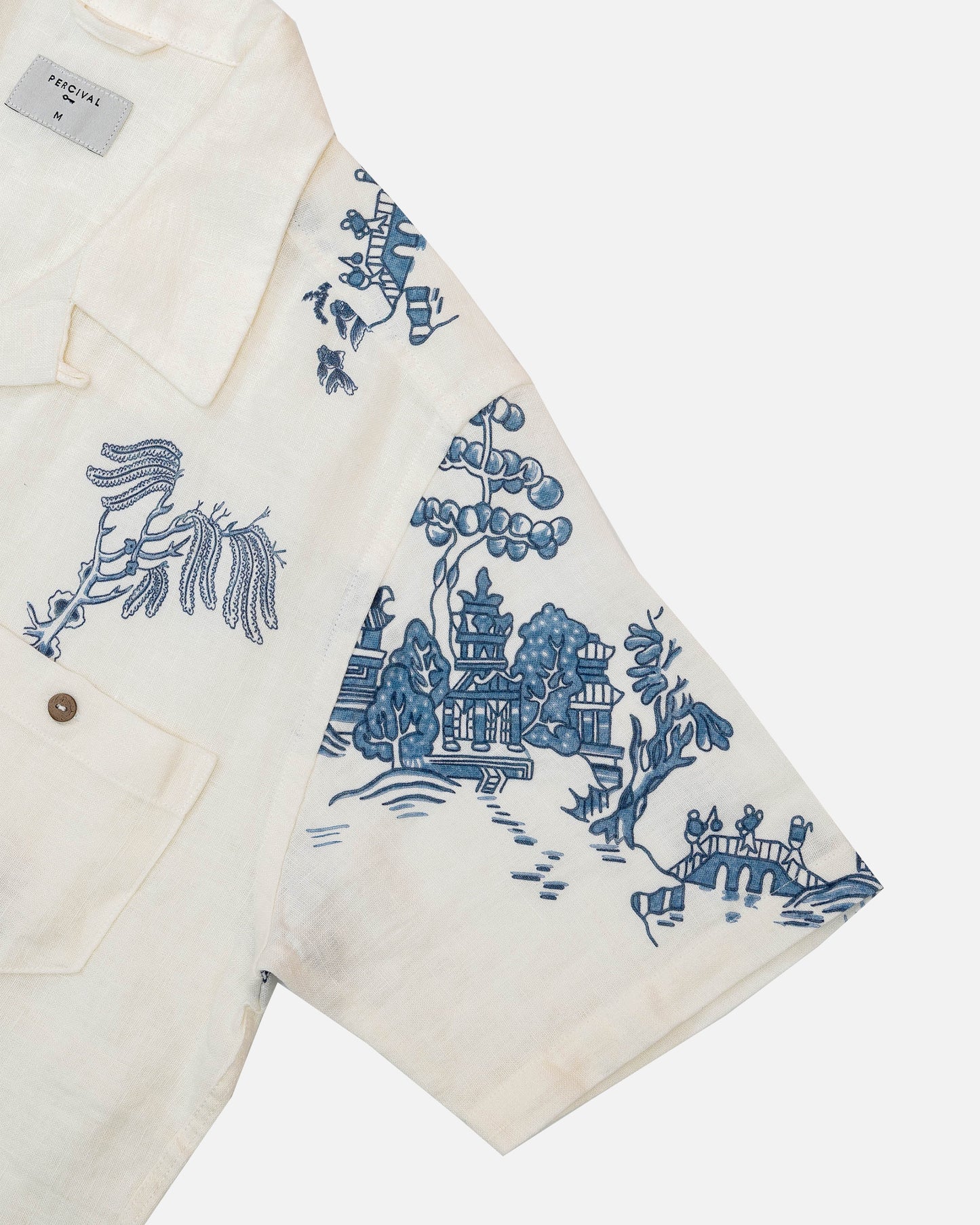 Percival Cuban Blue Willow Linen Shirt