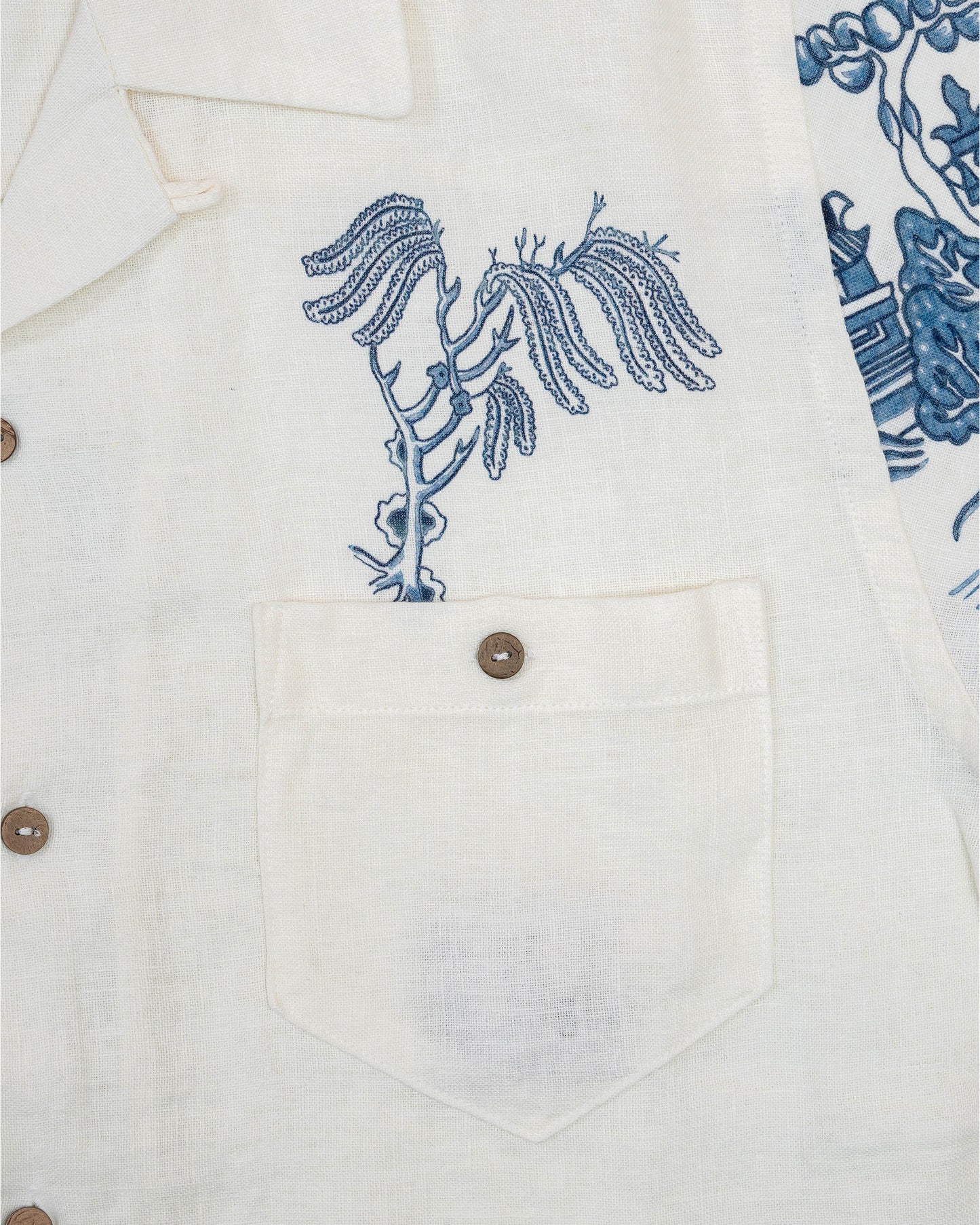 Percival Cuban Blue Willow Linen Shirt