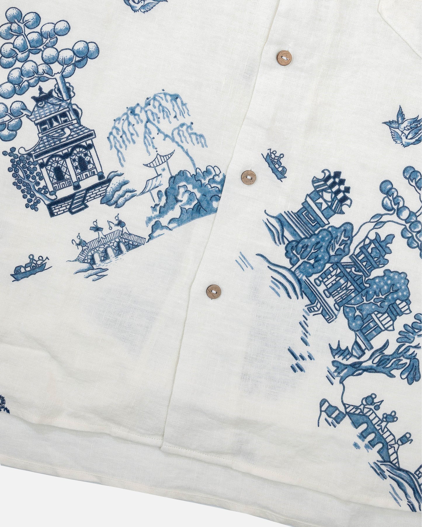 Percival Cuban Blue Willow Linen Shirt