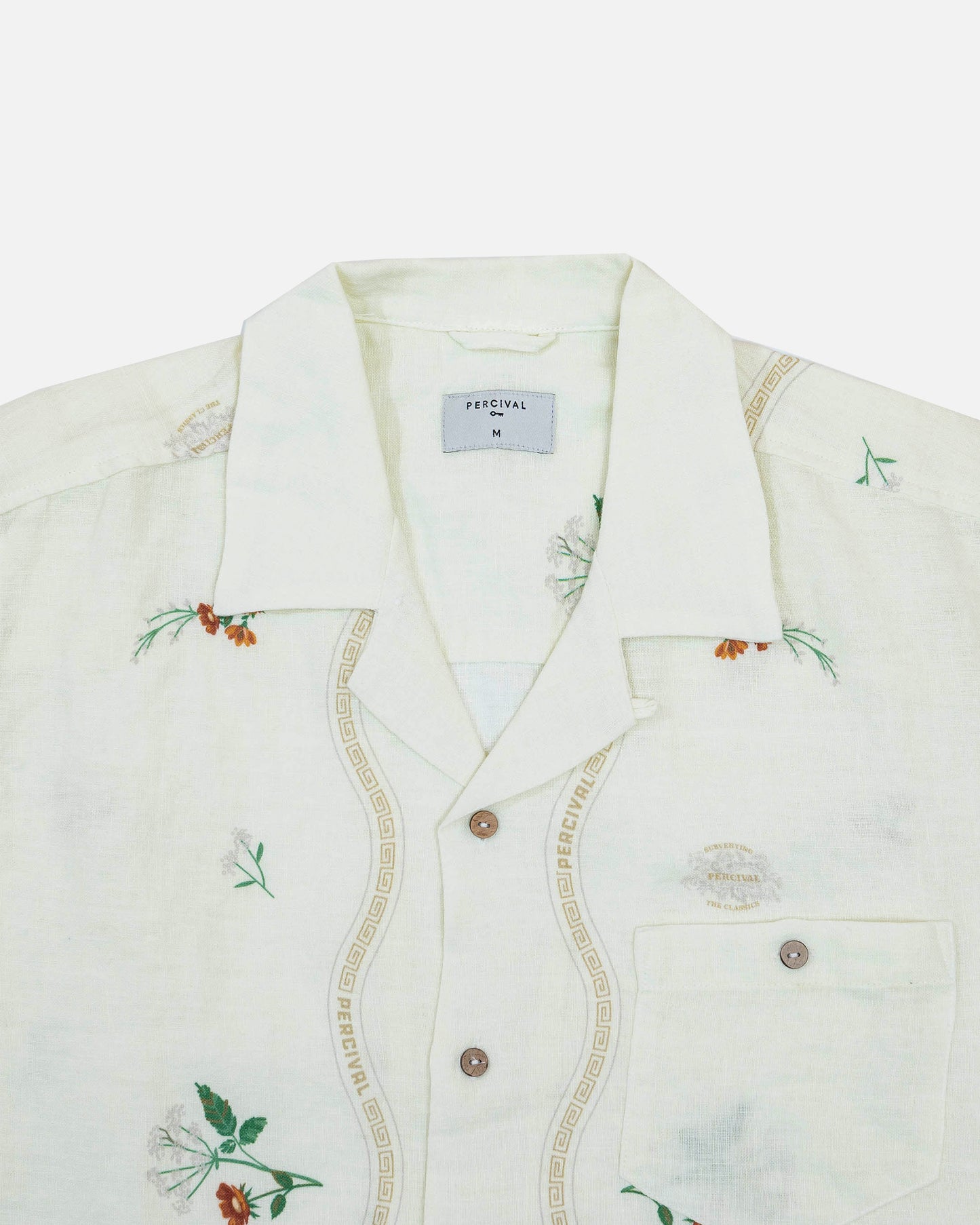 Percival Kowloon White Linen Cuban Shirt