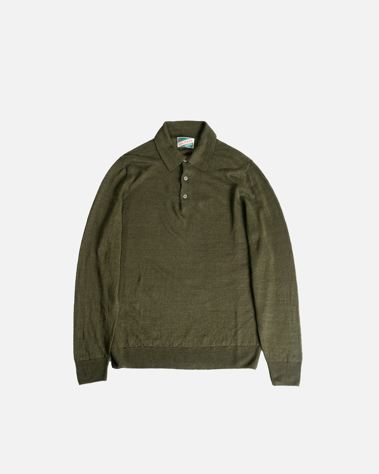 The Decorum Knitted Linen Polo Shirt in Moss Green