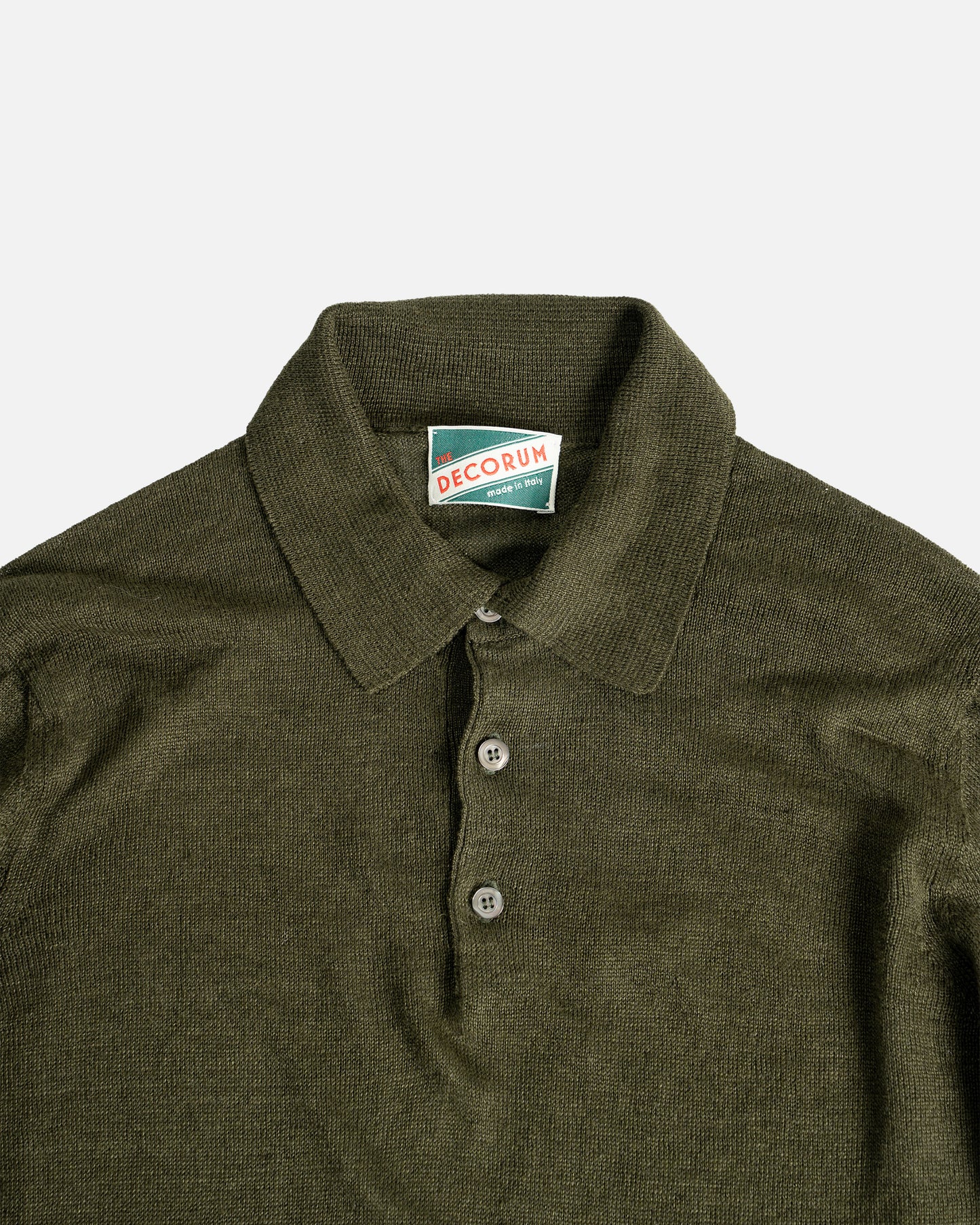 The Decorum Knitted Linen Polo Shirt in Moss Green