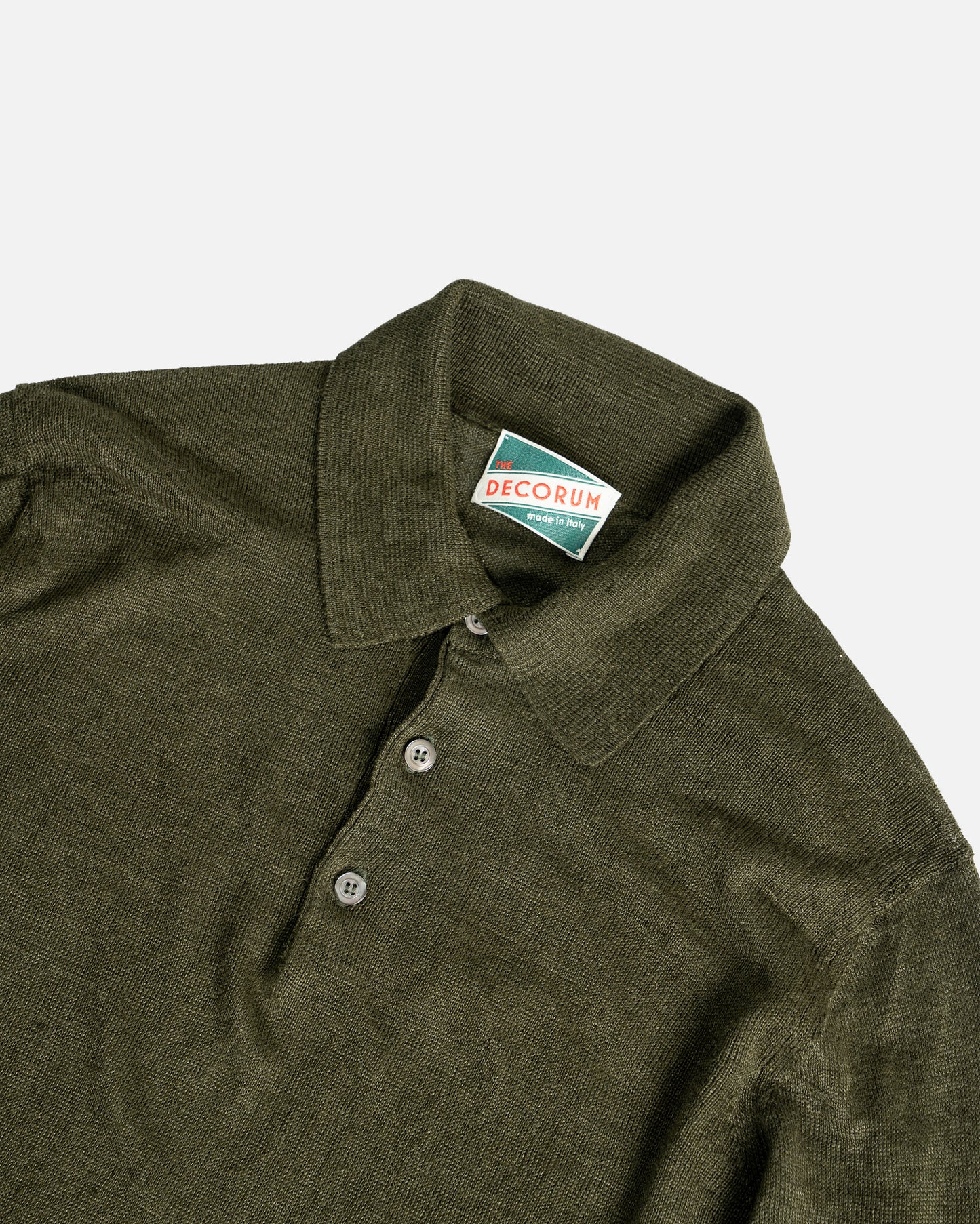 The Decorum Knitted Linen Polo Shirt in Moss Green