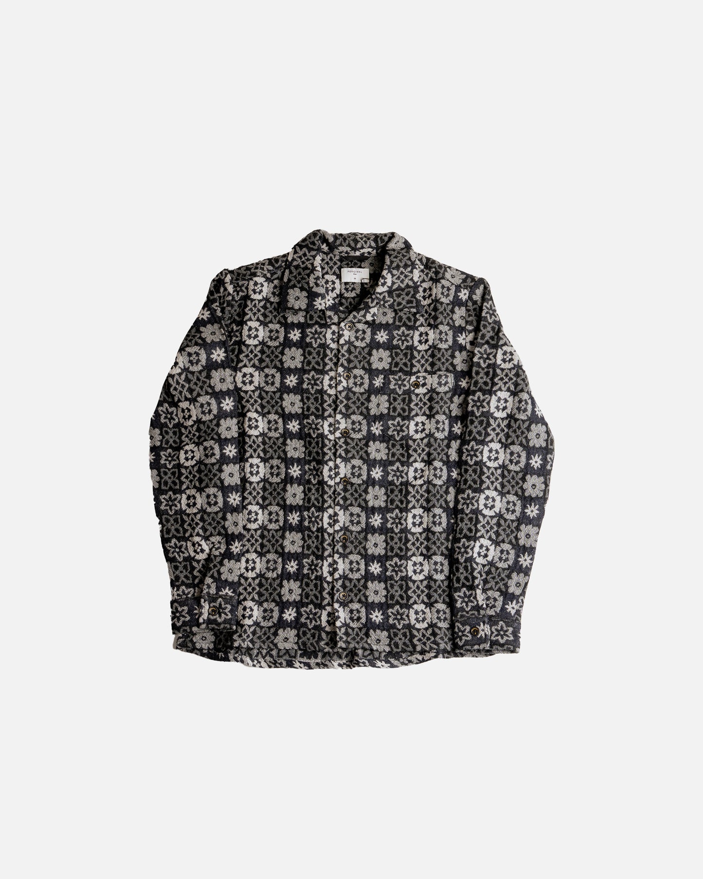 Percival Ashdown wild flower wool shirt in Black
