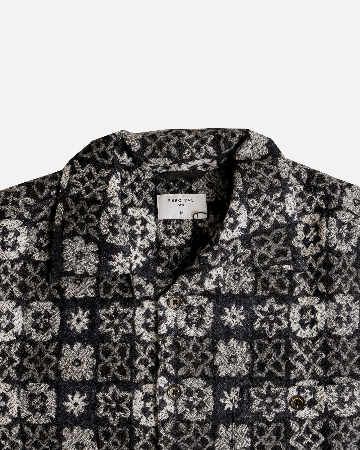 Percival Ashdown wild flower wool shirt in Black