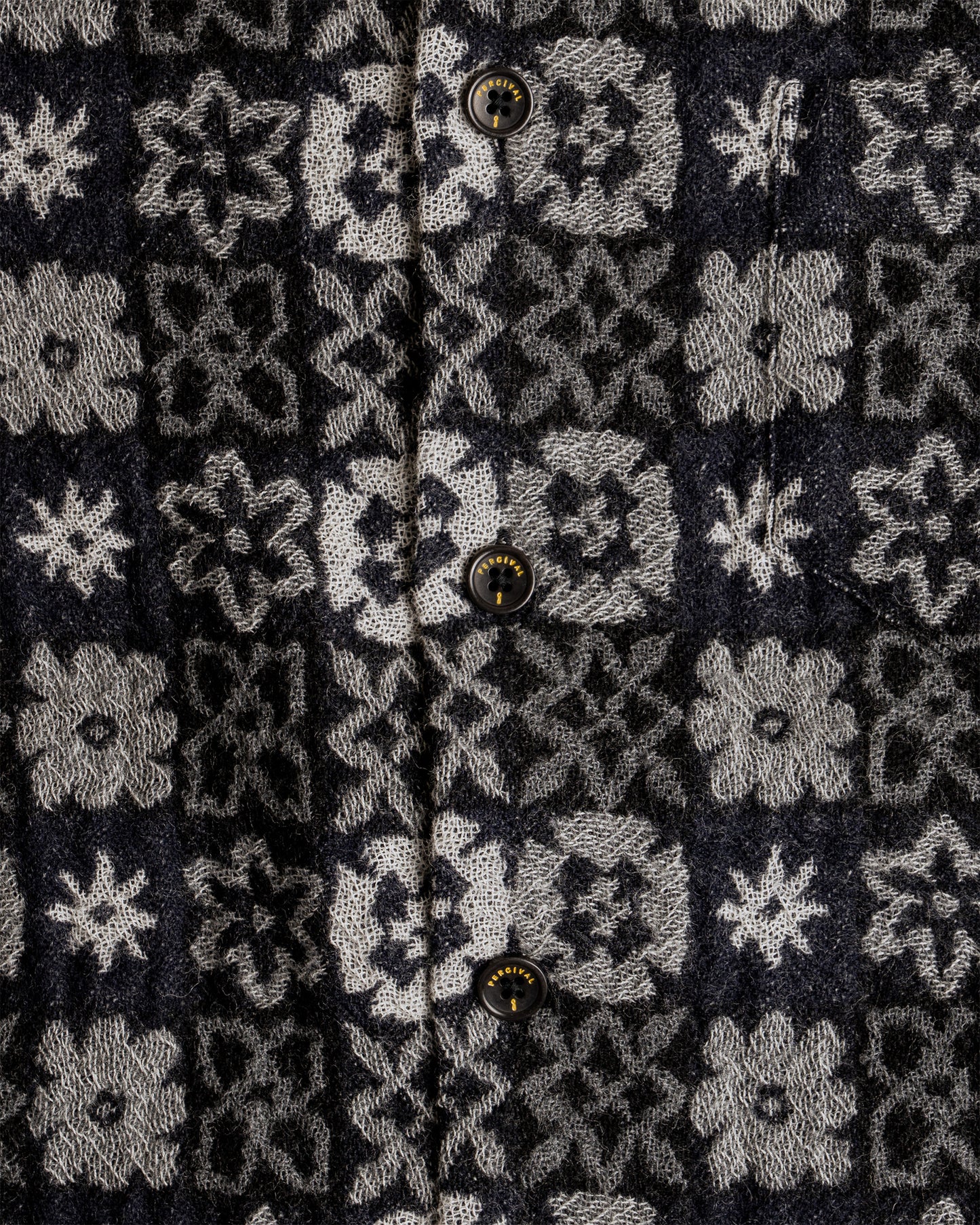 Percival Ashdown wild flower wool shirt in Black