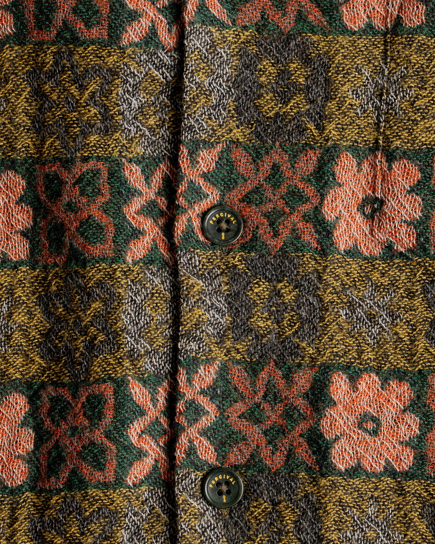 Percival Ashdown wild flower wool shirt in Green