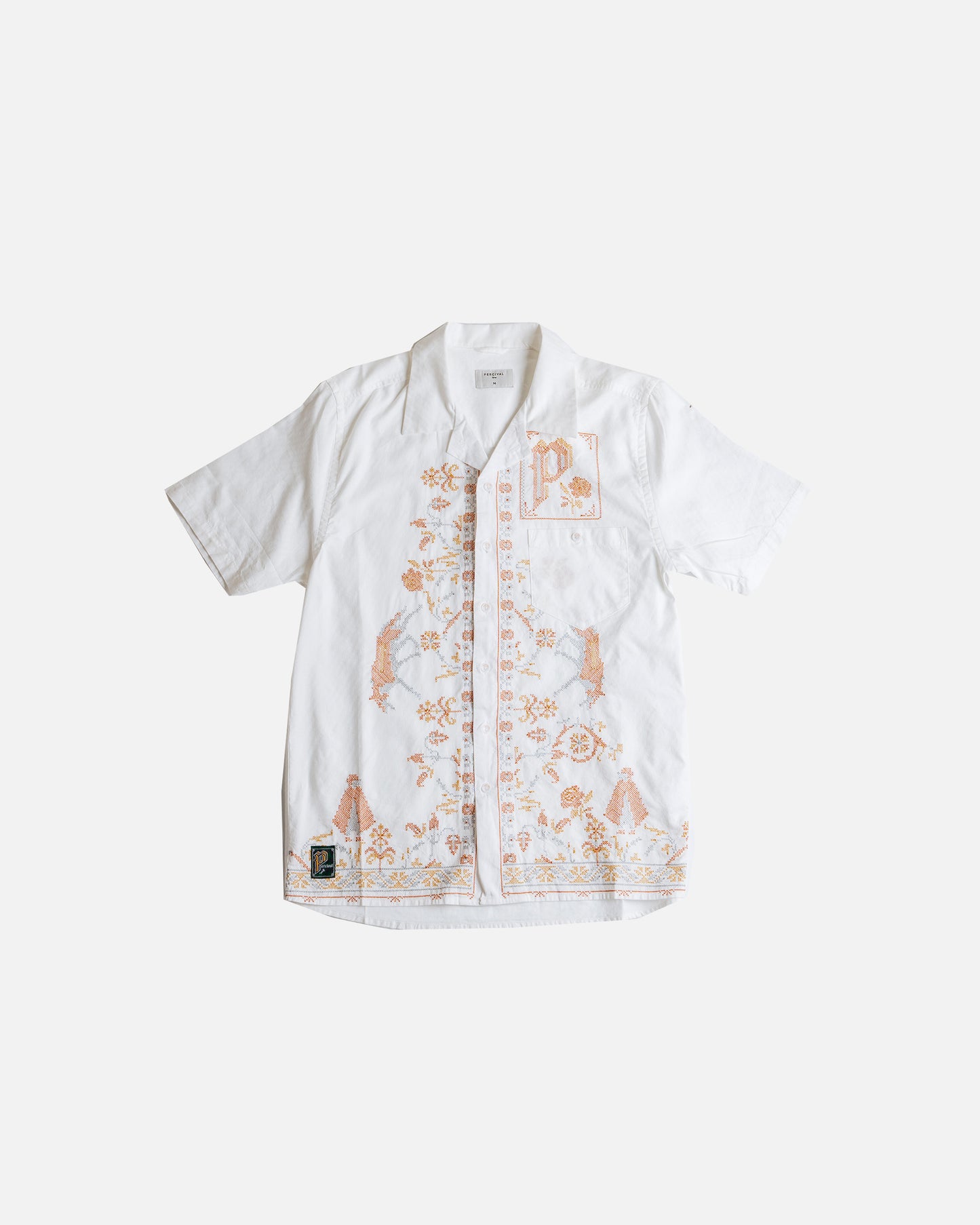 Percival Cuban Wolf Collar Shirt White