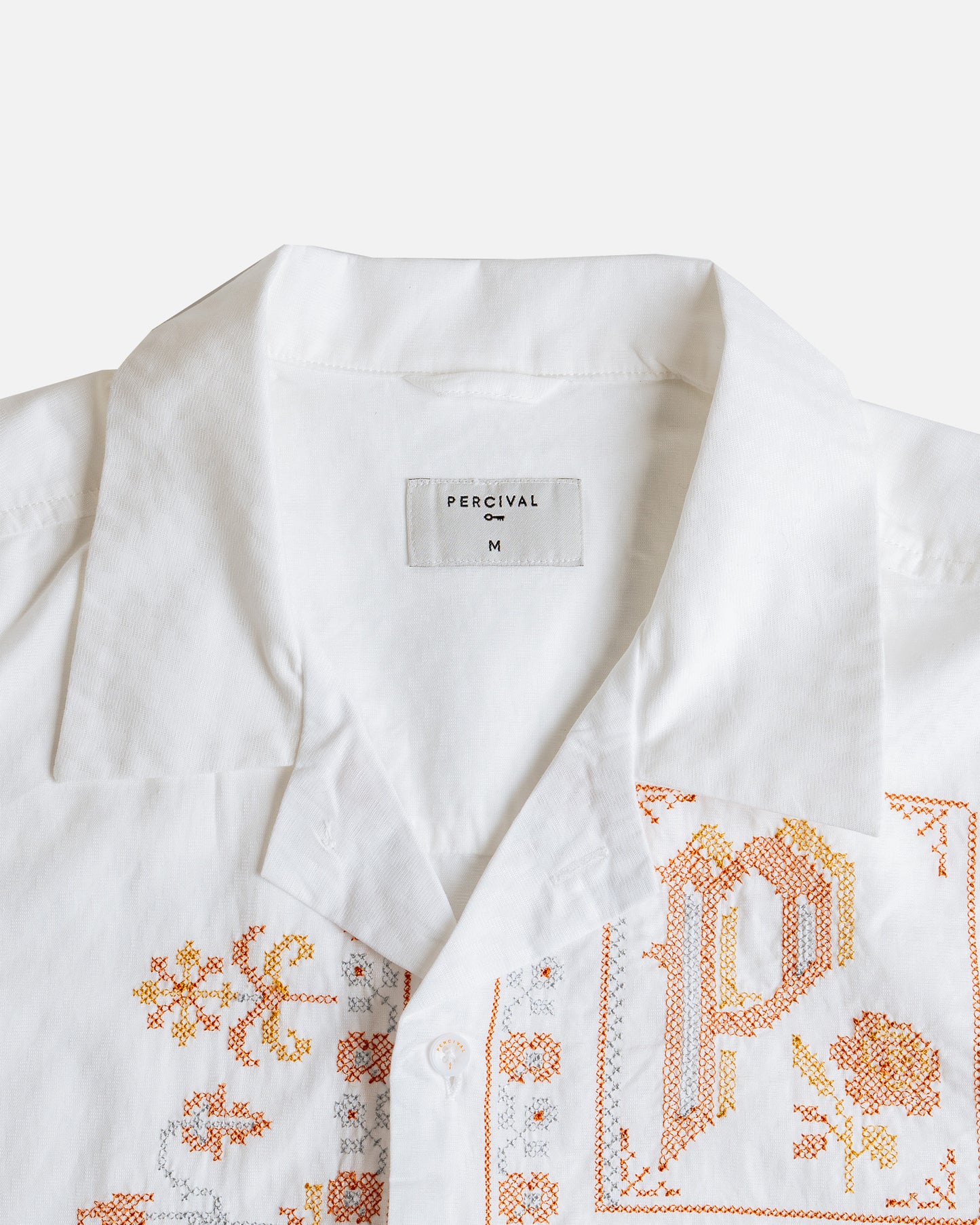 Percival Cuban Wolf Collar Shirt White