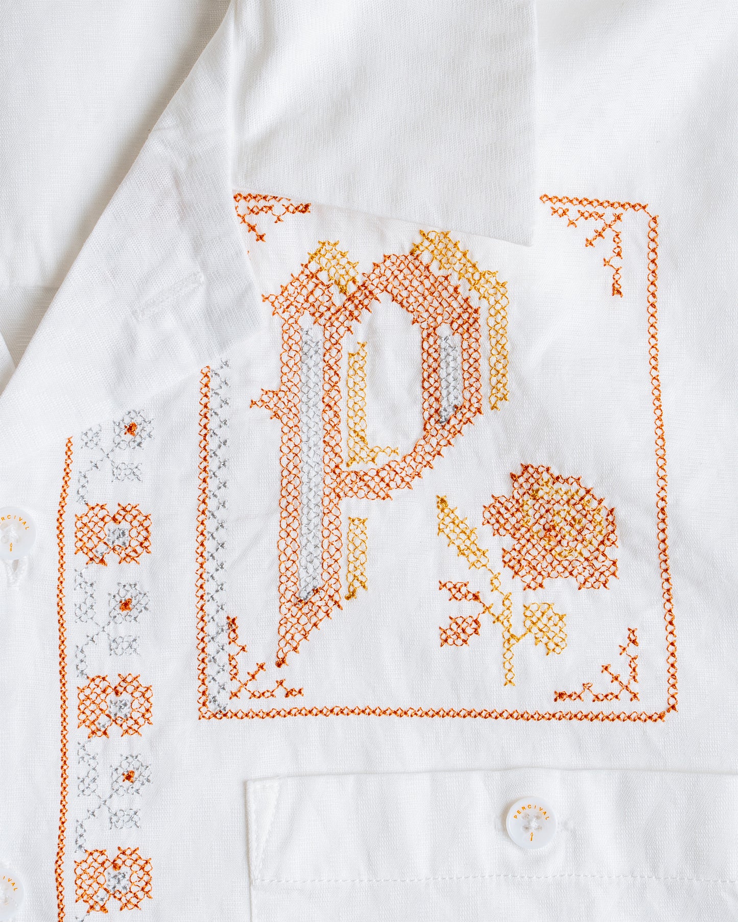 Percival Cuban Wolf Collar Shirt White