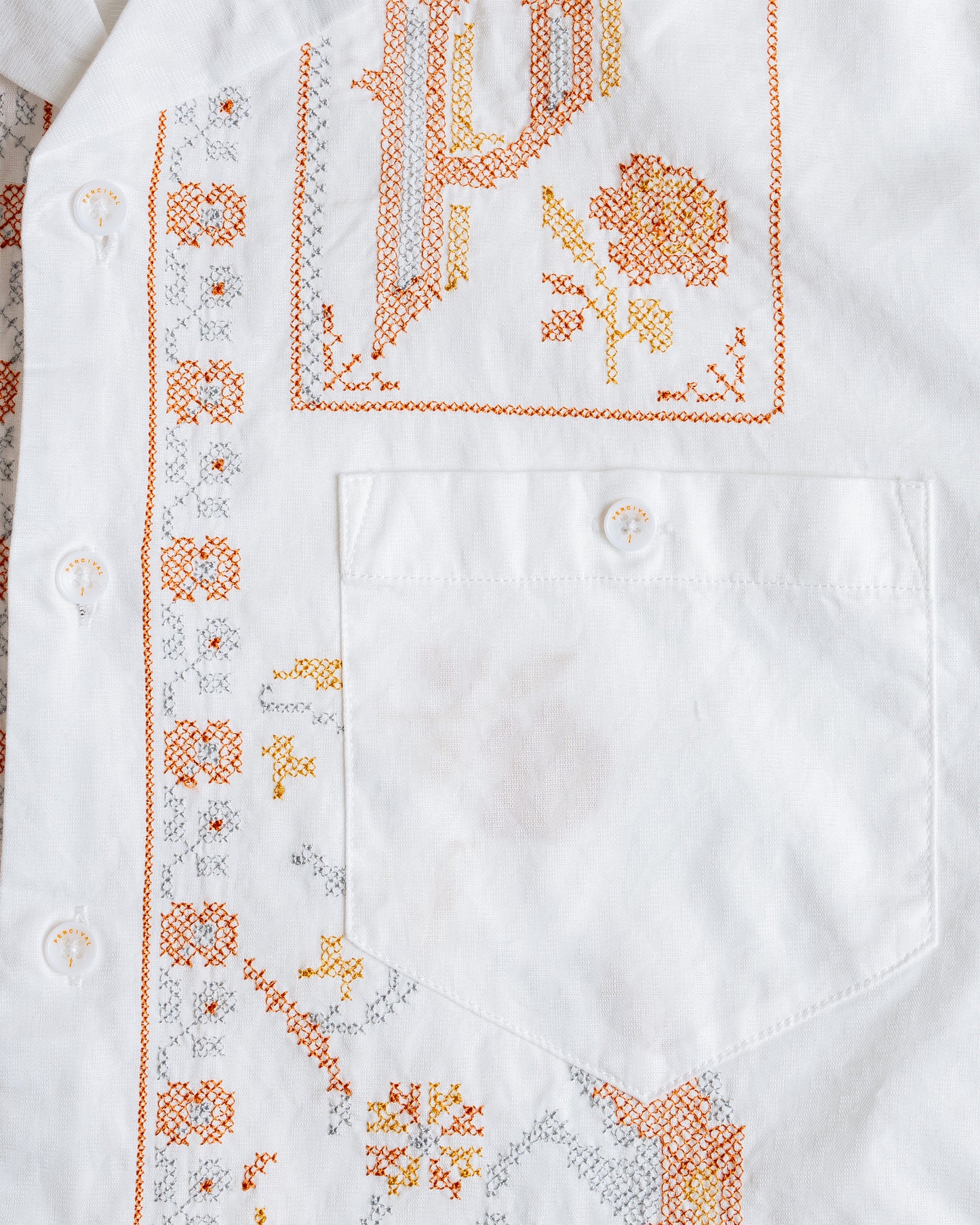 Percival Cuban Wolf Collar Shirt White