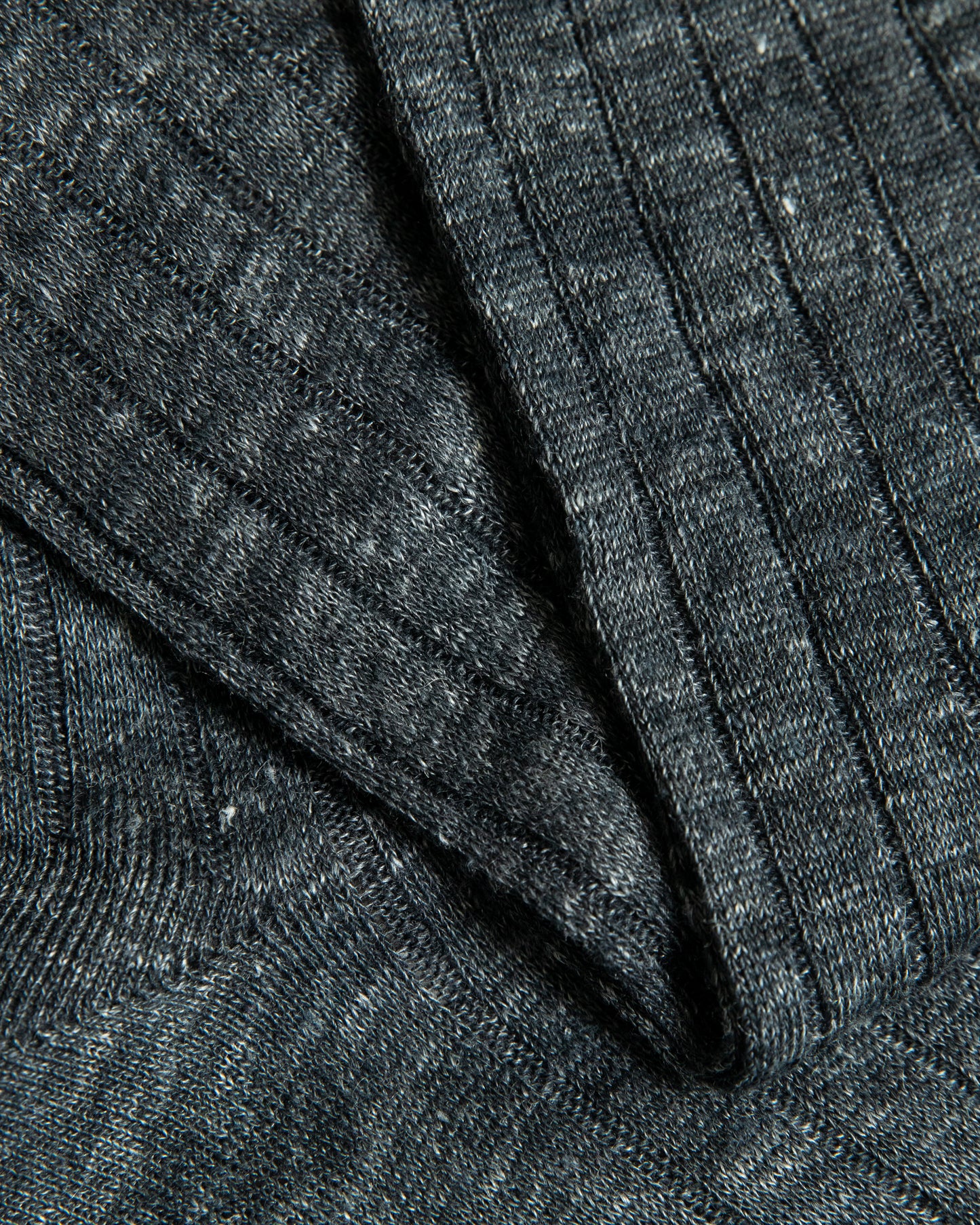 Bresciani Charcoal Grey Ribbed Over The Calf Linen socks