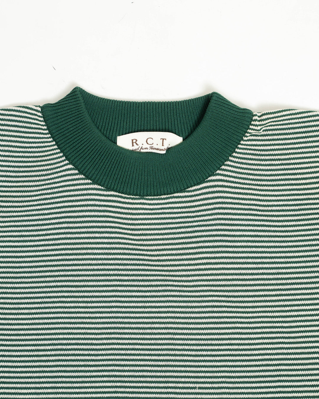R.C.T. Striped Knit Semi Mockneck Tee – Green/Beige