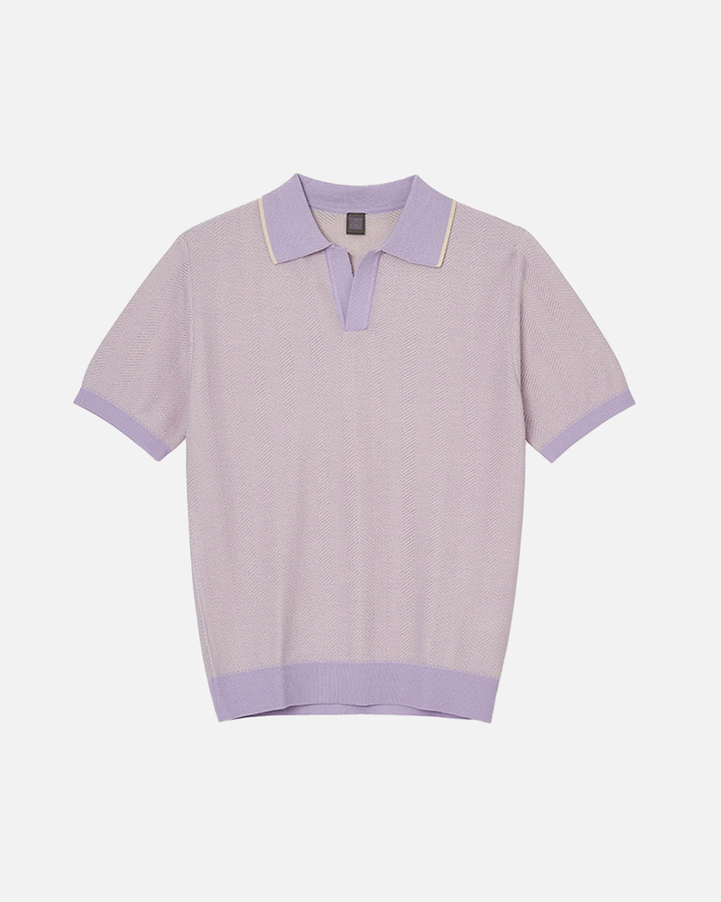 Iolo Herringbone Half Collar Polo Shirt Lavender